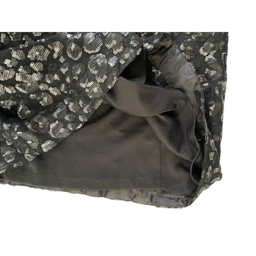 NWOT CALVIN KLEIN 6 Leopard Black Silver Sheath Sequin Dress VNeck NEW #7126 - Picture 10 of 13